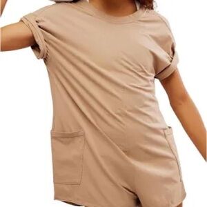 Free People Hot Shot Romper, Mocha Latte